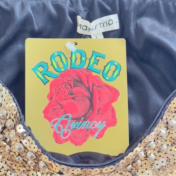 Main Strip Rodeo Quincy Gold Sequin Skirt Fully Lined Hidden Elastic Waist NWT L - Picture 9 of 12